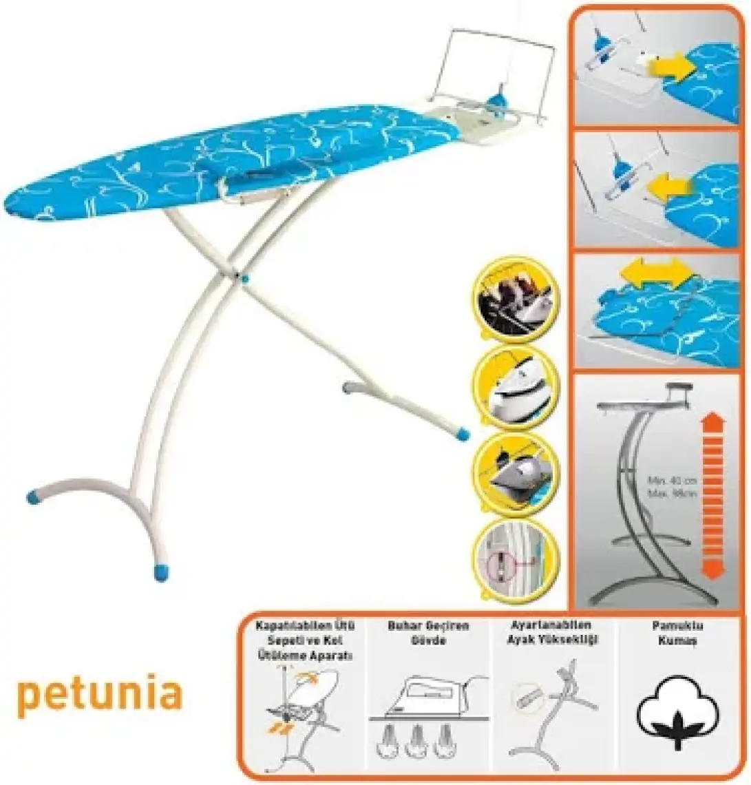 Evin Petunia Buhar Kazanlı Ütü Masası