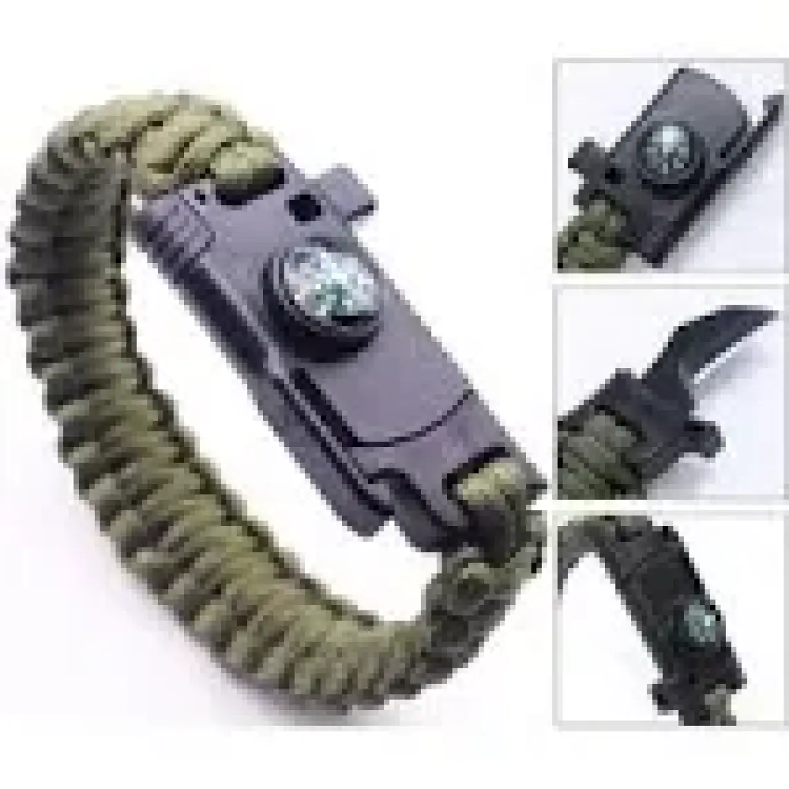 El-Biz 9595 Pusulalı & Bıçaklı Paracord Bileklik Haki