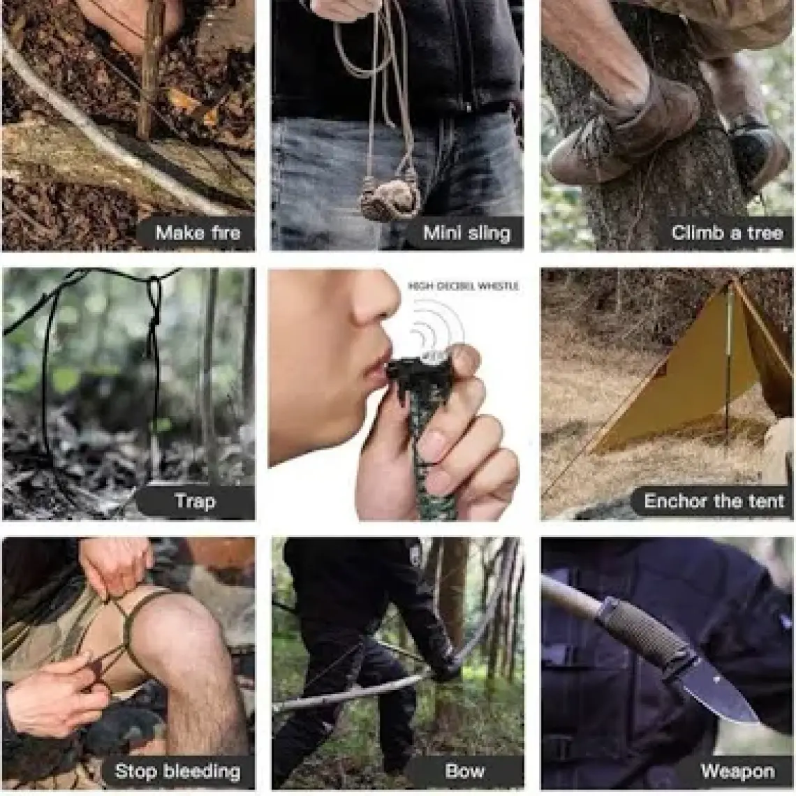 Orcamp Paracord Hayatta Kalma Bilekliği