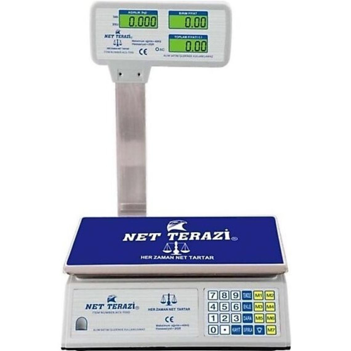 Net Terazi 40 kg Boyunlu Terazi-Şarjlı-Çift Taraf Ekranlı-Tartı