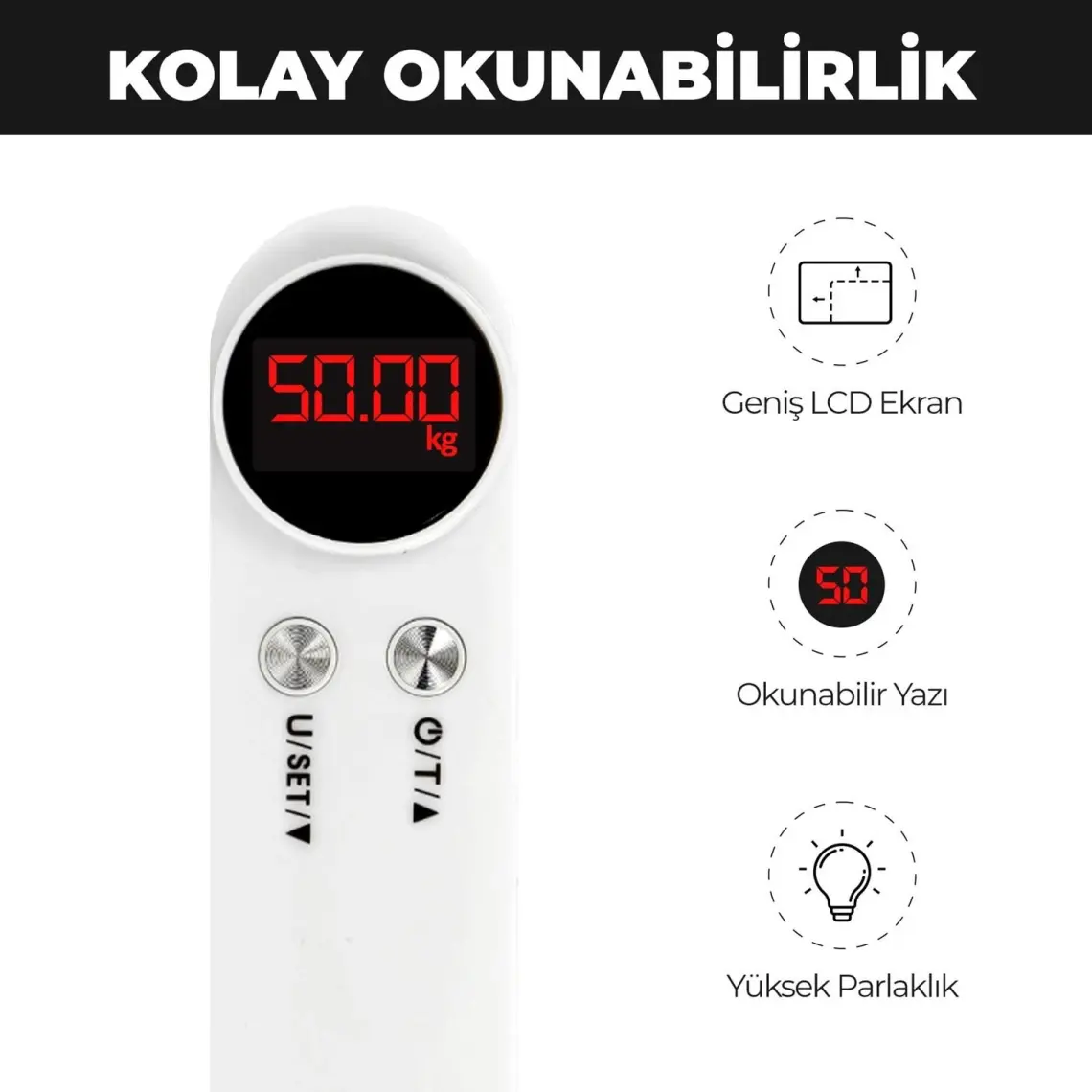 Fabcio Fitbag 50KG Kapasiteli Taşınabilir Dijital Seyahat / El Tartısı