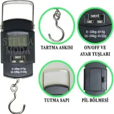Stella Moda Kapasiteli Portatif El Tartısı Dijital LCD Ekranlı Kantar Terazi 50 kg