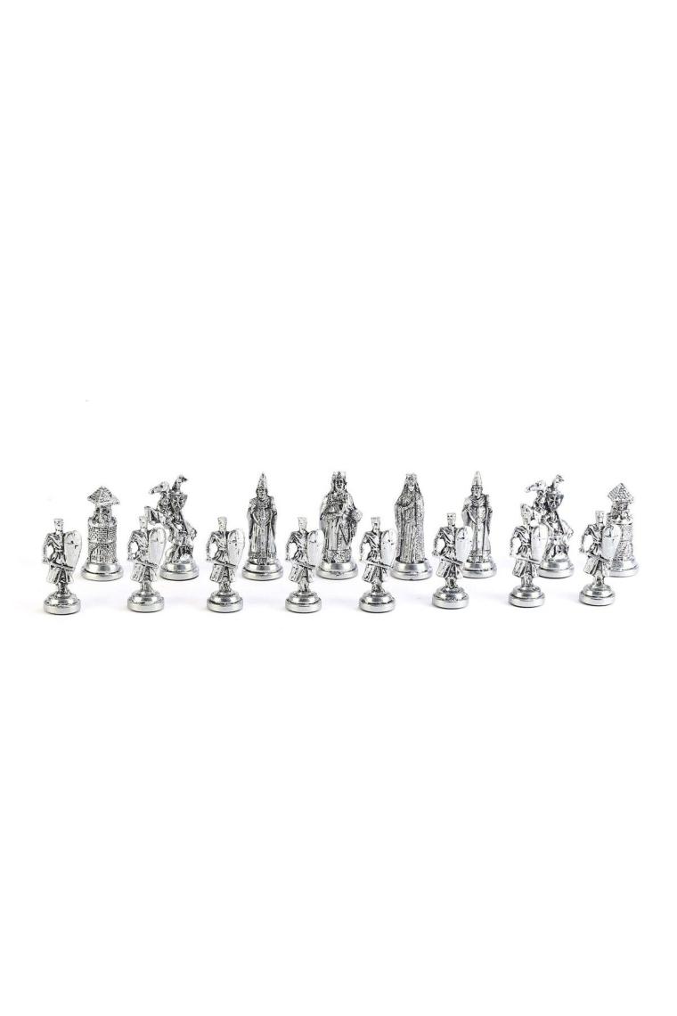 Büyük Boy Metal Osmanlı Bizans Satranç Takımı Parlak Ve Sedef Desenli Mdf Ahşap Satranç Tahtası (37x