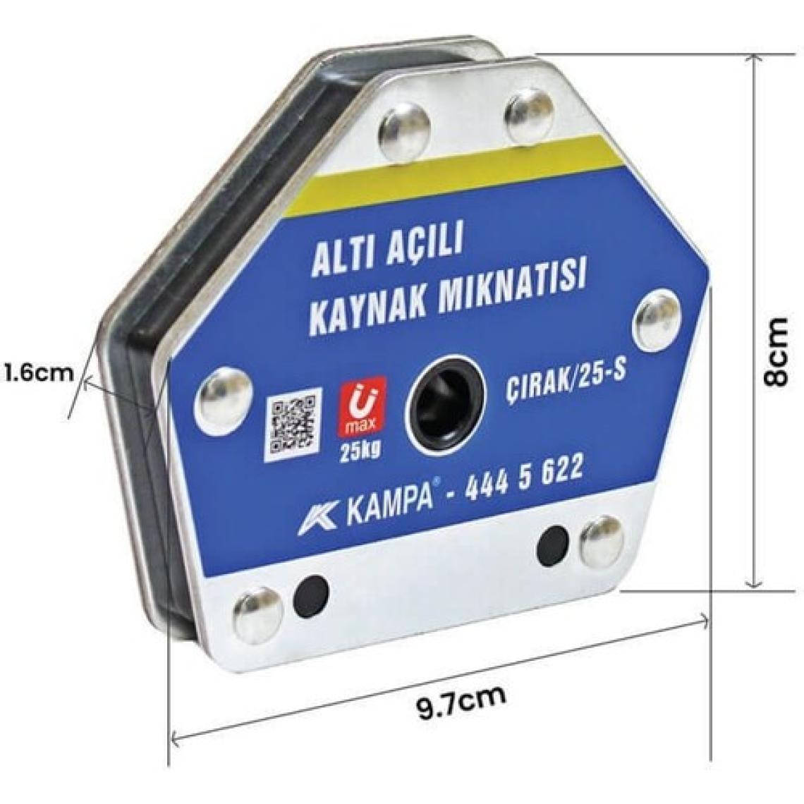 Kampa ÇIRAK/25S Manyetik Kaynak Gönyesi 4 Adet 6 Açılı, 25 Kğ Kaynak Tutucu Mıknatıs