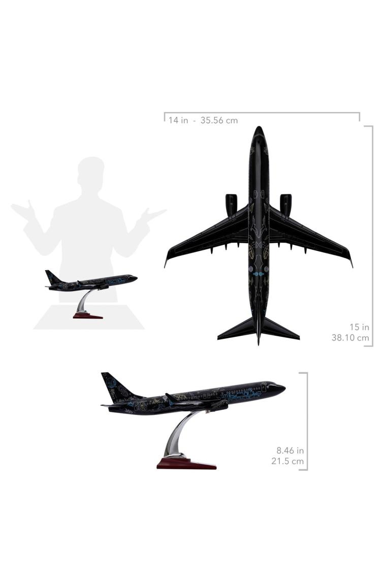 - Maket Uçak - Boeing 737-800 1/100 - Siyah Desenli Özel Tasarım Model Uçak