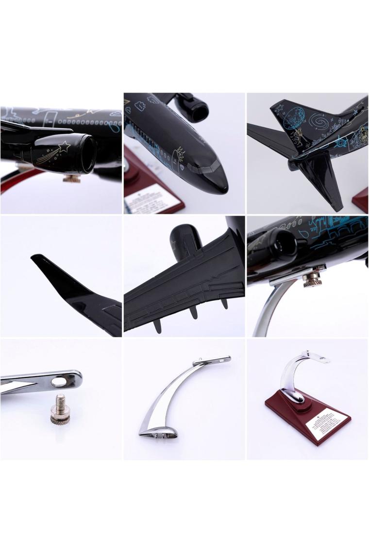 - Maket Uçak - Boeing 737-800 1/100 - Siyah Desenli Özel Tasarım Model Uçak