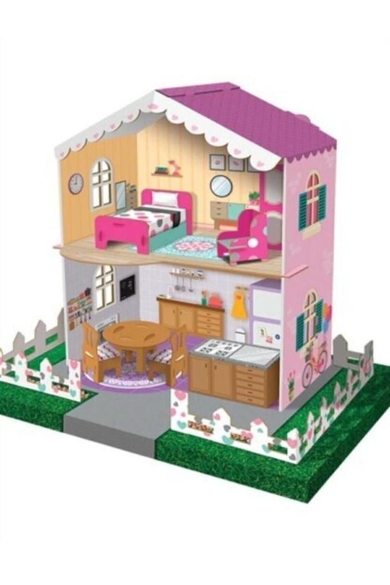 Mobilyalı Çiftlik Oyun Evi 3d Karton Maket Evi