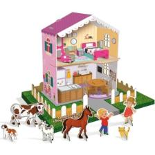 Mobilyalı Çiftlik Oyun Evi 3d Karton Maket Evi
