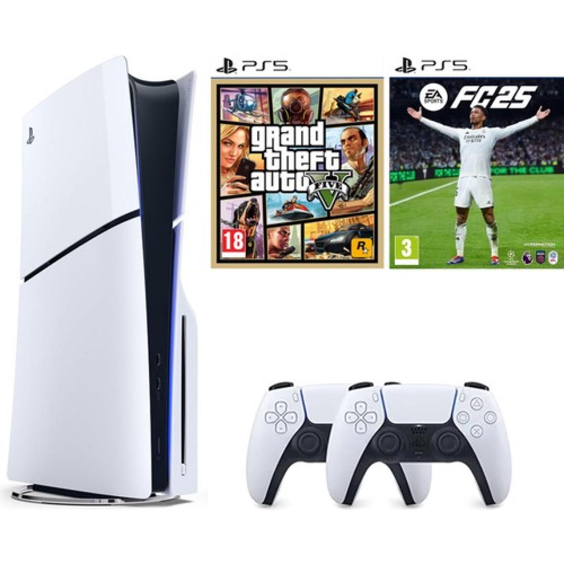 Sony Playstation 5 1 Tb Slim CD Edition Oyun Konsolu + 2. Ps5 Kolu + Ps5 Fc 25 + Ps5 Gta 5
