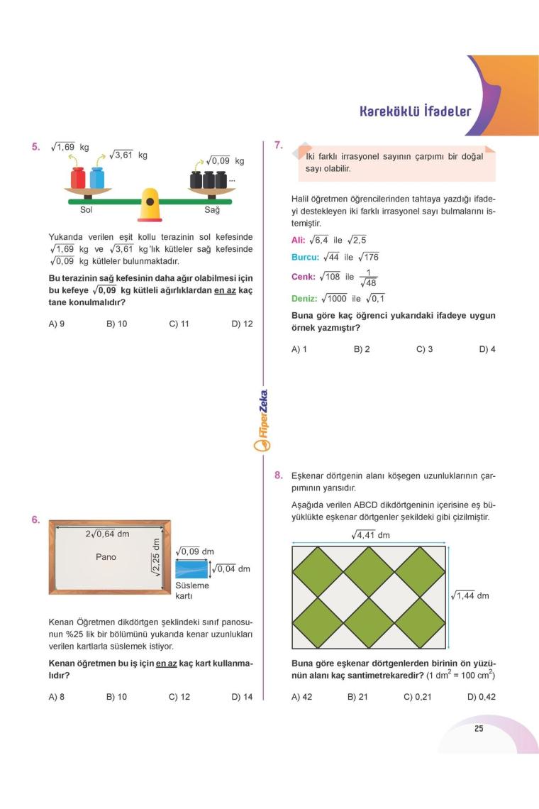 8. Sınıf Tam Matematik 3 Teknik Analiz Modülleri & Kareköklü Sayılar Serkan Akça