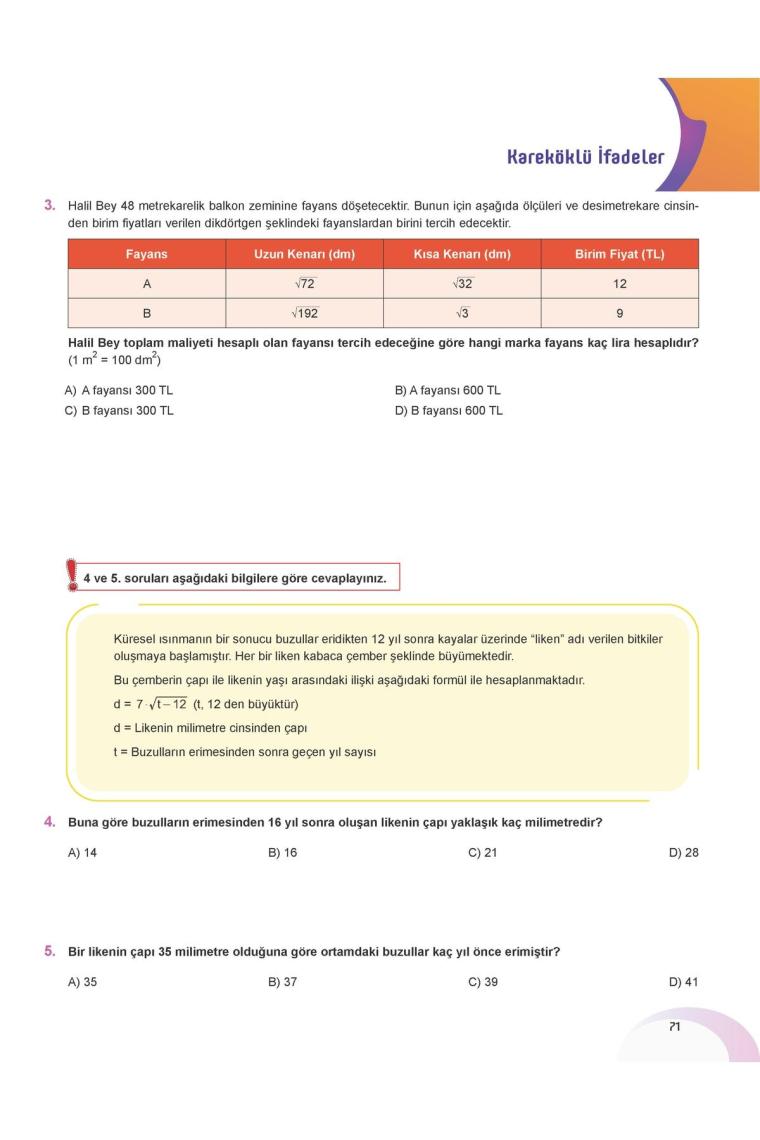 8. Sınıf Tam Matematik 3 Teknik Analiz Modülleri & Kareköklü Sayılar Serkan Akça