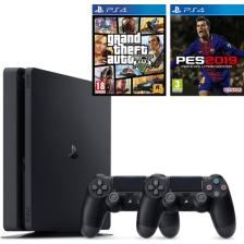 Sony PS4 Slim 500 GB Oyun Konsolu + PS4 Pes 19 + PS4 Gta 5 + 2. Kol