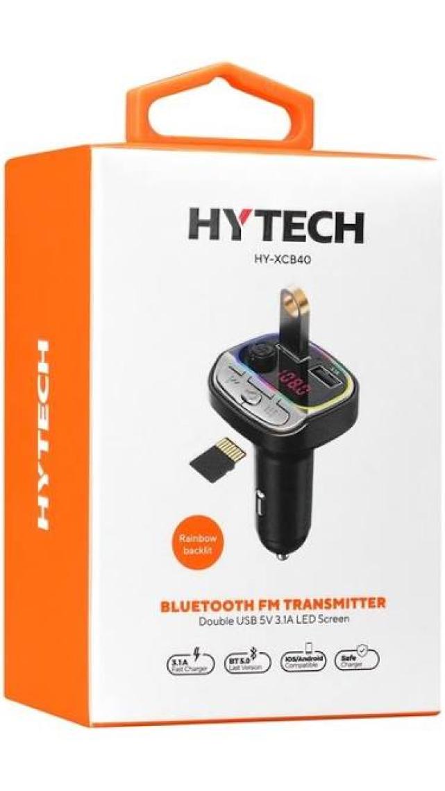 Hytech HY-XCB40 Çift USB 5V 3.1A Rainbow Işıklı LED Ekran Tf Kartlı V5.0 Bluetooth Fm Transmitter