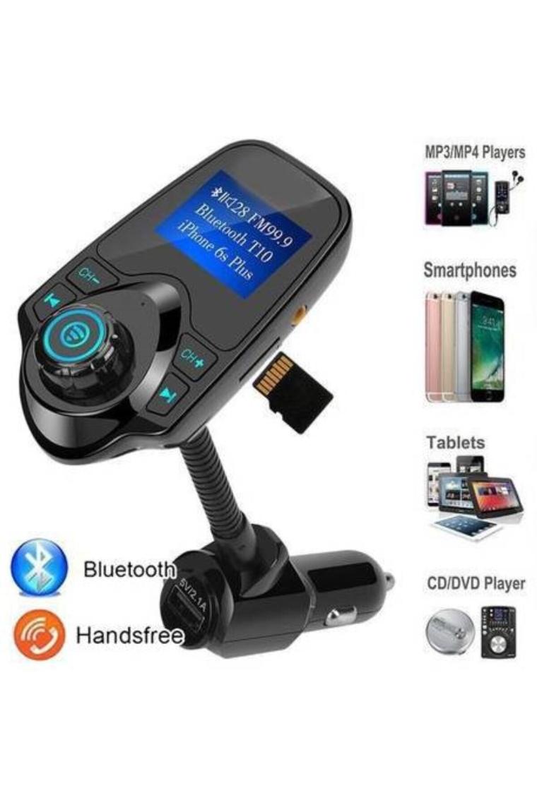 Kingboss T10 Bluetooth Araç Kiti USB Sd Kart Girişli Transmitter Aux Fm Mp3 Çalar Fonksiyonlu