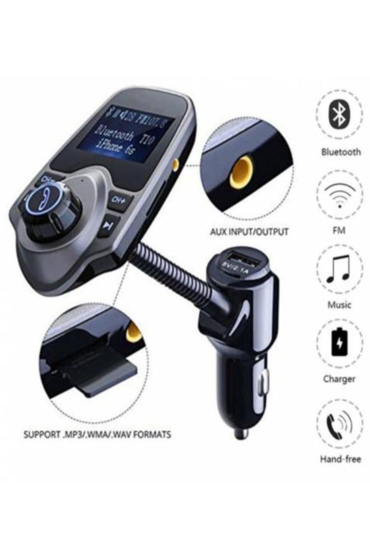 Kingboss T10 Bluetooth Araç Kiti USB Sd Kart Girişli Transmitter Aux Fm Mp3 Çalar Fonksiyonlu