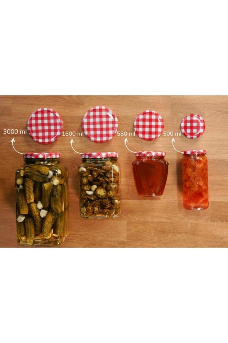 4'lü 3000 ml Köşeli Kapaklı Cam Kavanoz - Gold Kapak