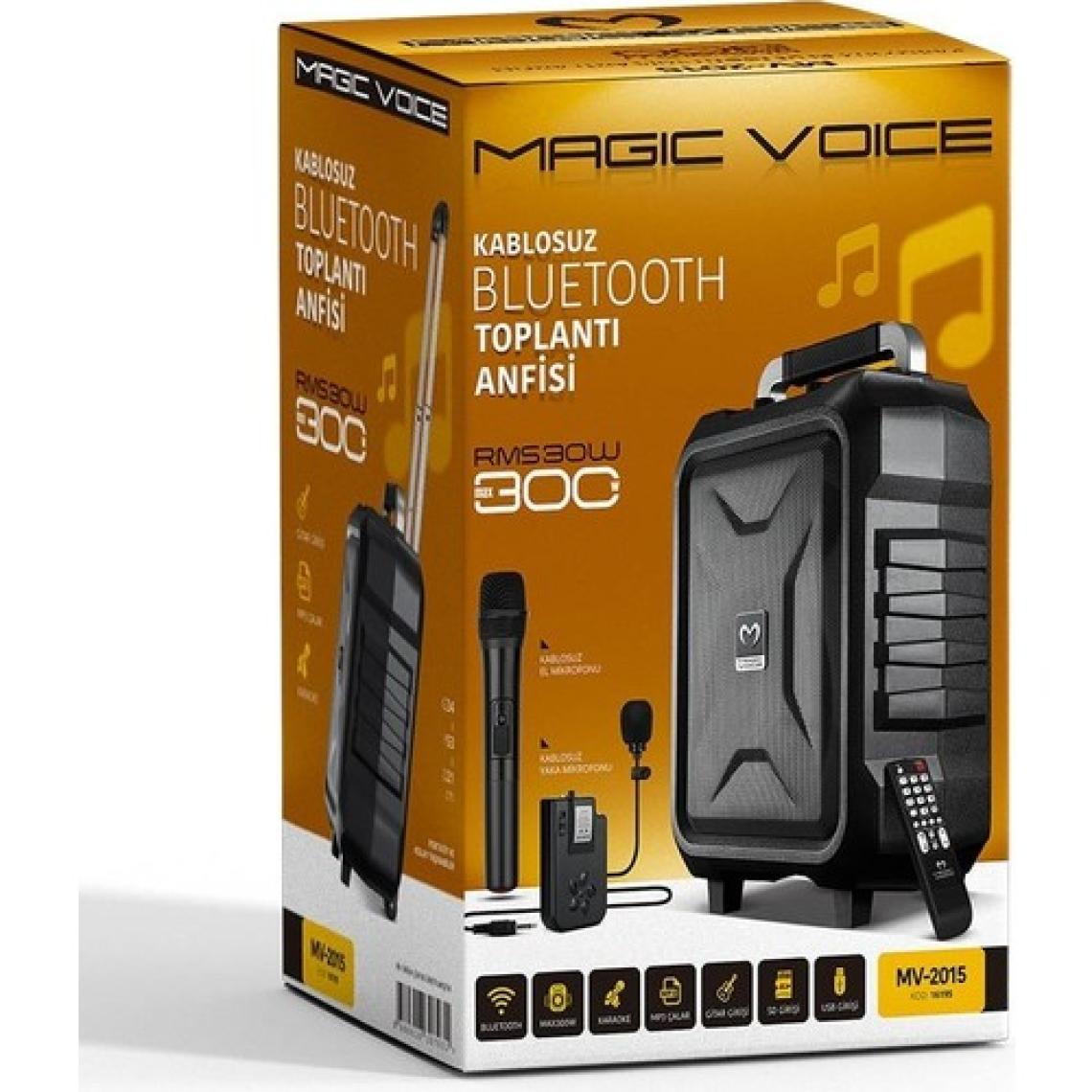 Magicvoice MV-2015 Max 300W USB-SD-BT Siyah 1E-1Y Mikrofonlu Aktif Hoparlör
