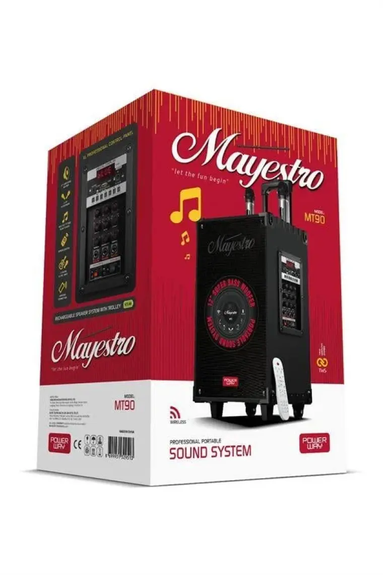 Powerway  Şarjlı Çift Mikrofonlu Hoparlör Karaoke Sistemi Taşınabilir Amfi MT90 Bluetooth Hoparlör