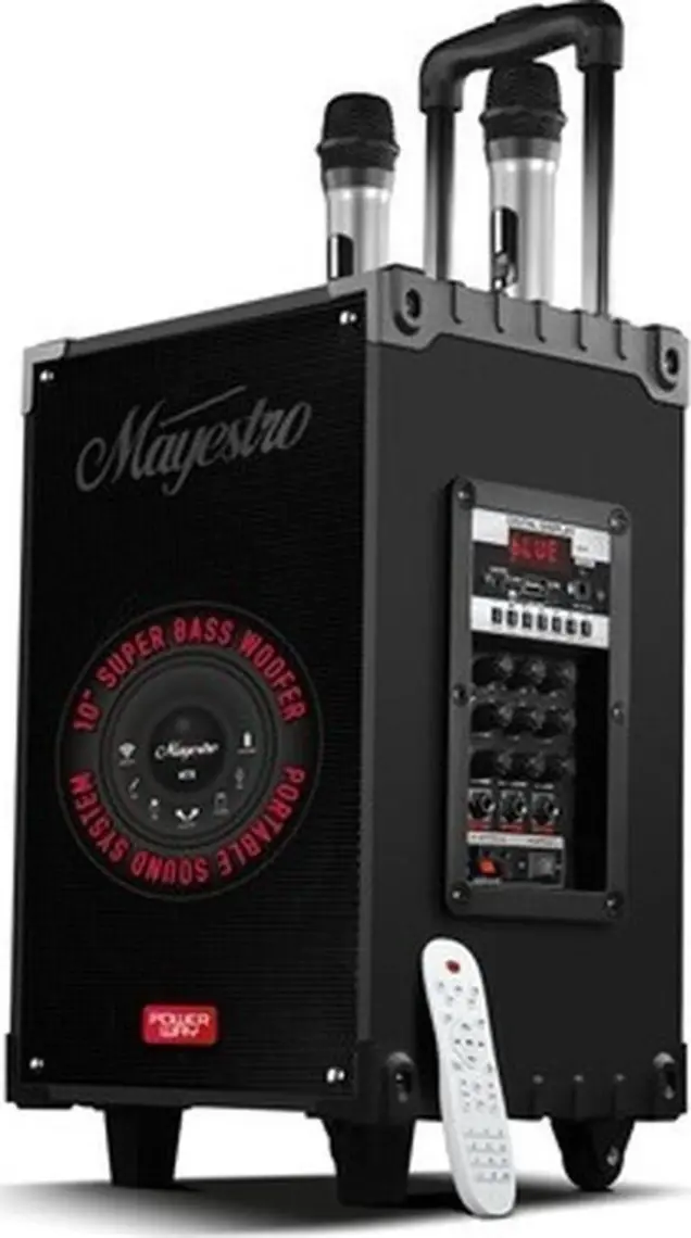 Powerway  Şarjlı Çift Mikrofonlu Hoparlör Karaoke Sistemi Taşınabilir Amfi MT90 Bluetooth Hoparlör