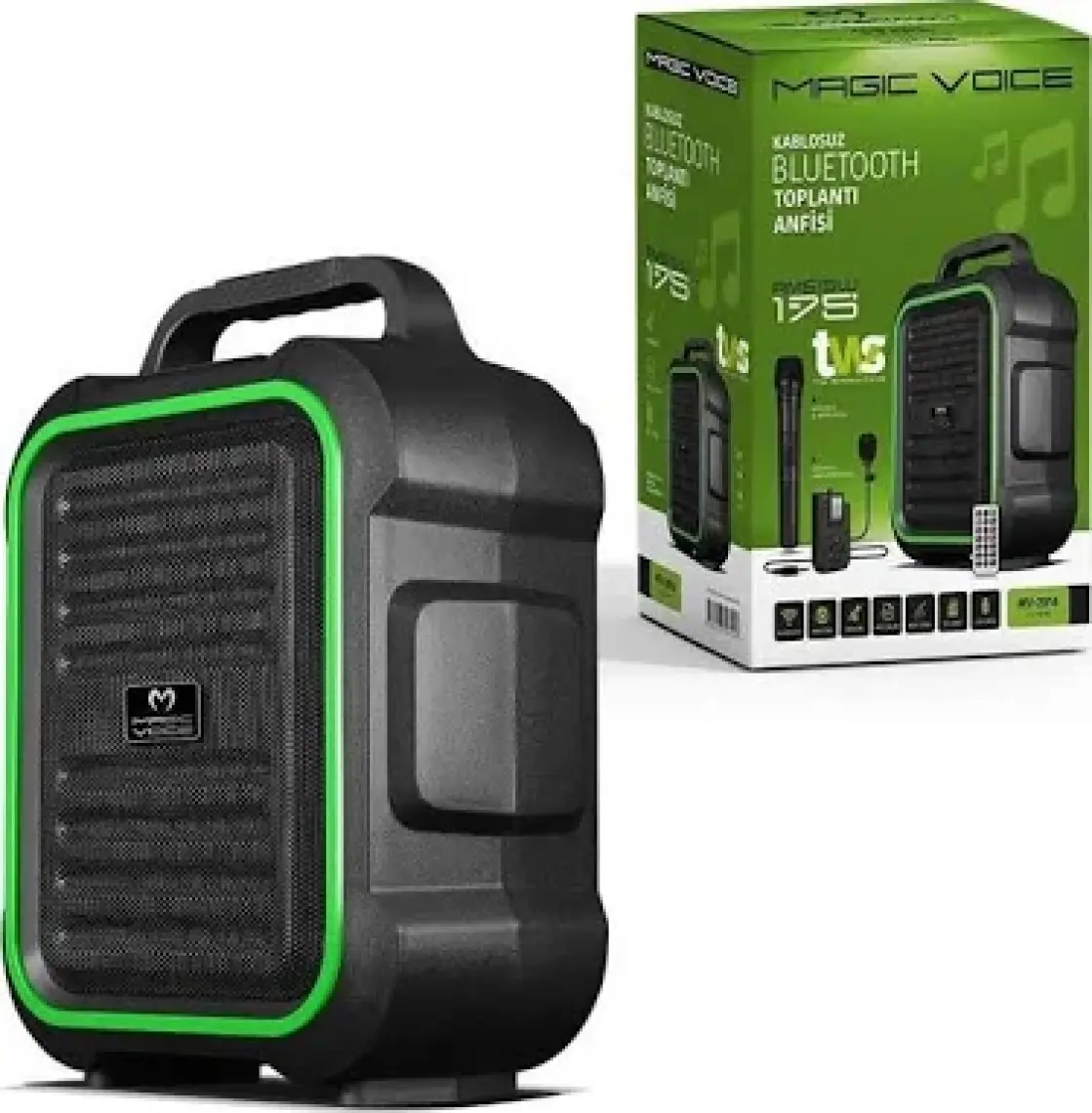 Magicvoice MV-2016 Max 175W USB-SD-BT Siyah 1E-1Y Mikrofonlu Aktif Hoparlör