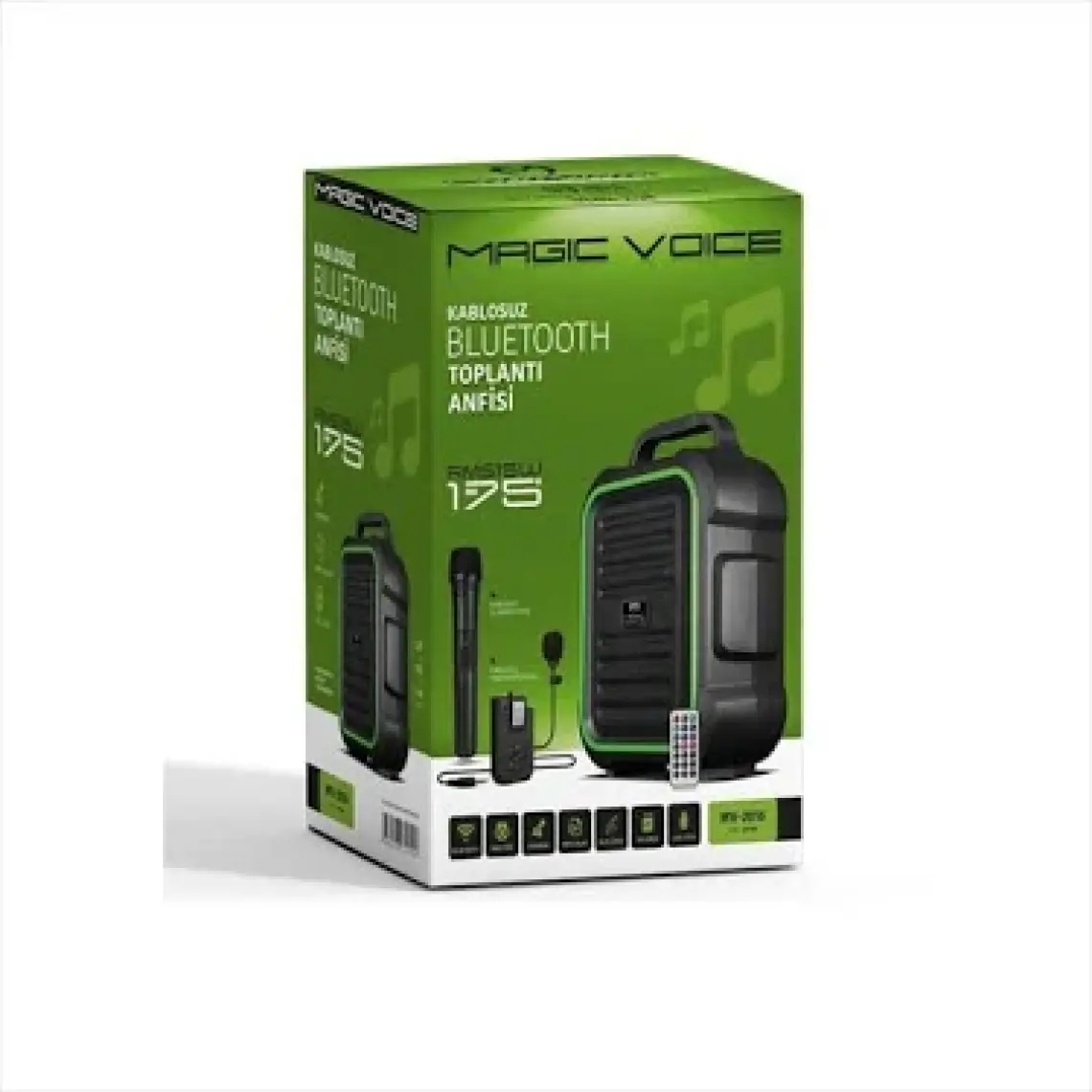 Magicvoice MV-2016 Max 175W USB-SD-BT Siyah 1E-1Y Mikrofonlu Aktif Hoparlör