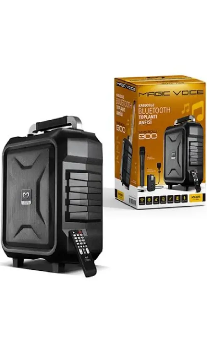 Magicvoice MV-2015 Max 300W USB-SD-BT Siyah 1E-1Y Mikrofonlu Aktif Hoparlör