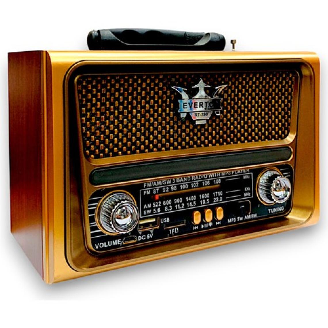 Everton Nostaljik Radyo, Ahşap Desen ve Şık Tasarım (Işıklı Nostaljik Radyo)