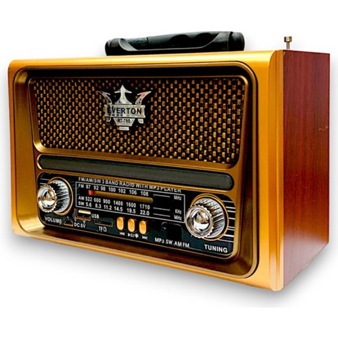 Everton Nostaljik Radyo, Ahşap Desen ve Şık Tasarım (Işıklı Nostaljik Radyo)