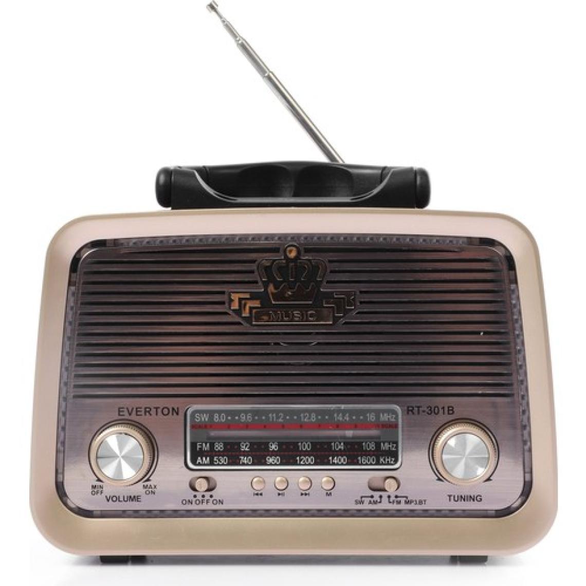 Everton RT-301B El Fenerli Taşınabilir Nostaljik Radyo Hoparlör USB Tf Aux Destekli