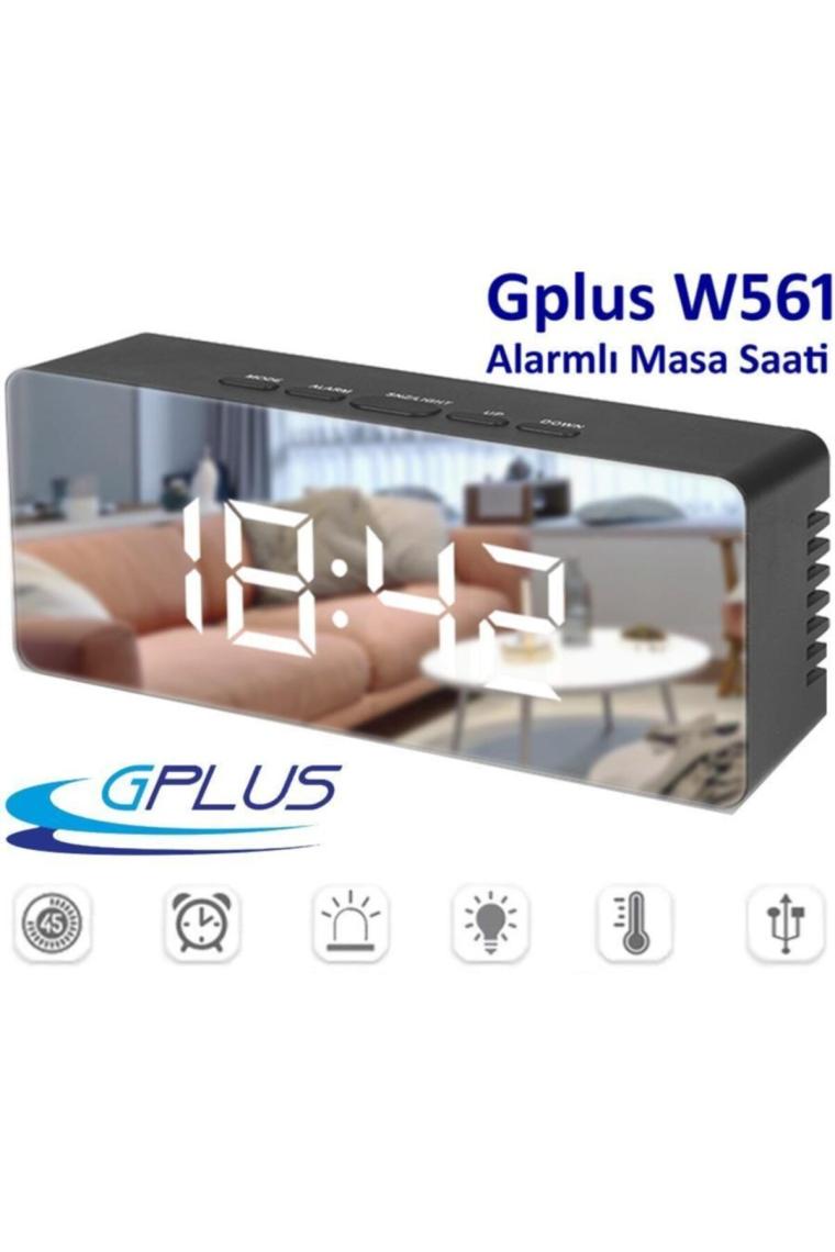 Gplus W561 Çift Alarm Dijital Göstergeli Çok Fonksiyonlu Termometreli Sese Duyarlı Aynalı Yeni Versiyon Masa Saati