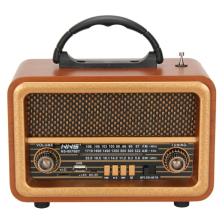 Nns Taşınabilir Nostaljik Fm Radyo Bluetooth + Tf Kart + USB Destekli Ahşap Kasa Radyo