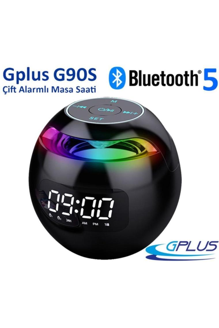 Gplus G90S Radyolu Çift Alarmlı Işıklı Dijital LED Göstergeli Bluetooth 5.0 Çok Fonksiyonlu Şarj Edilebilir Hoparlörlü Masa Saati