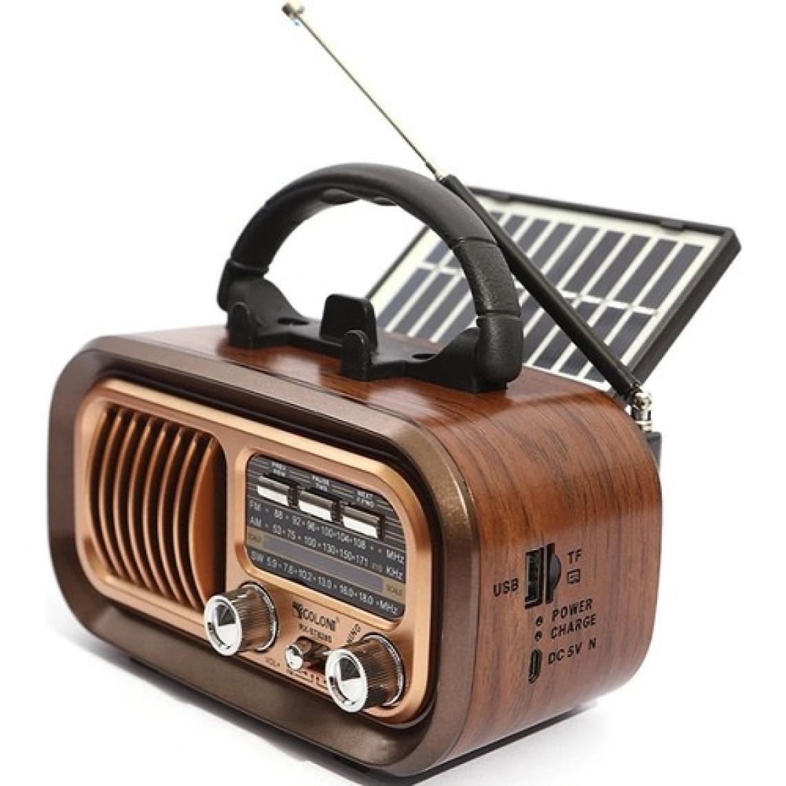 Ultratekno RX-BT628S Güneş Panelli Nostaljik Radyo Bt/tf/usb/fm/am/sw 3 Bandlı Radyo