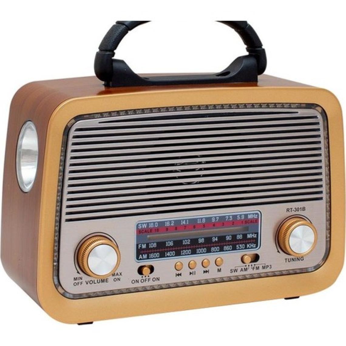 Ataşbey 301 Nostaljik Ahşap/kahve Usb-Tf Bluetooth 3 Band Klasik Radyo