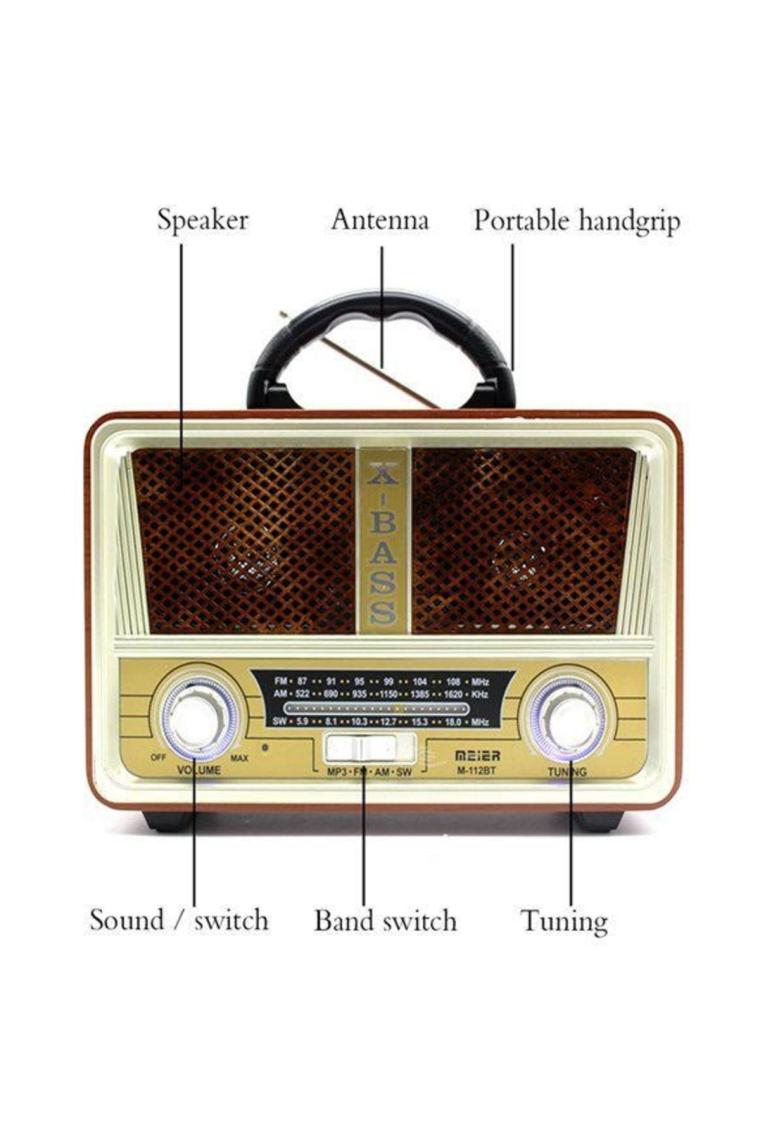 Meirer M 112Bt Dvs nostaljik Görünümlü Usb Sd Bluetooth Fm Am Sw Radyo