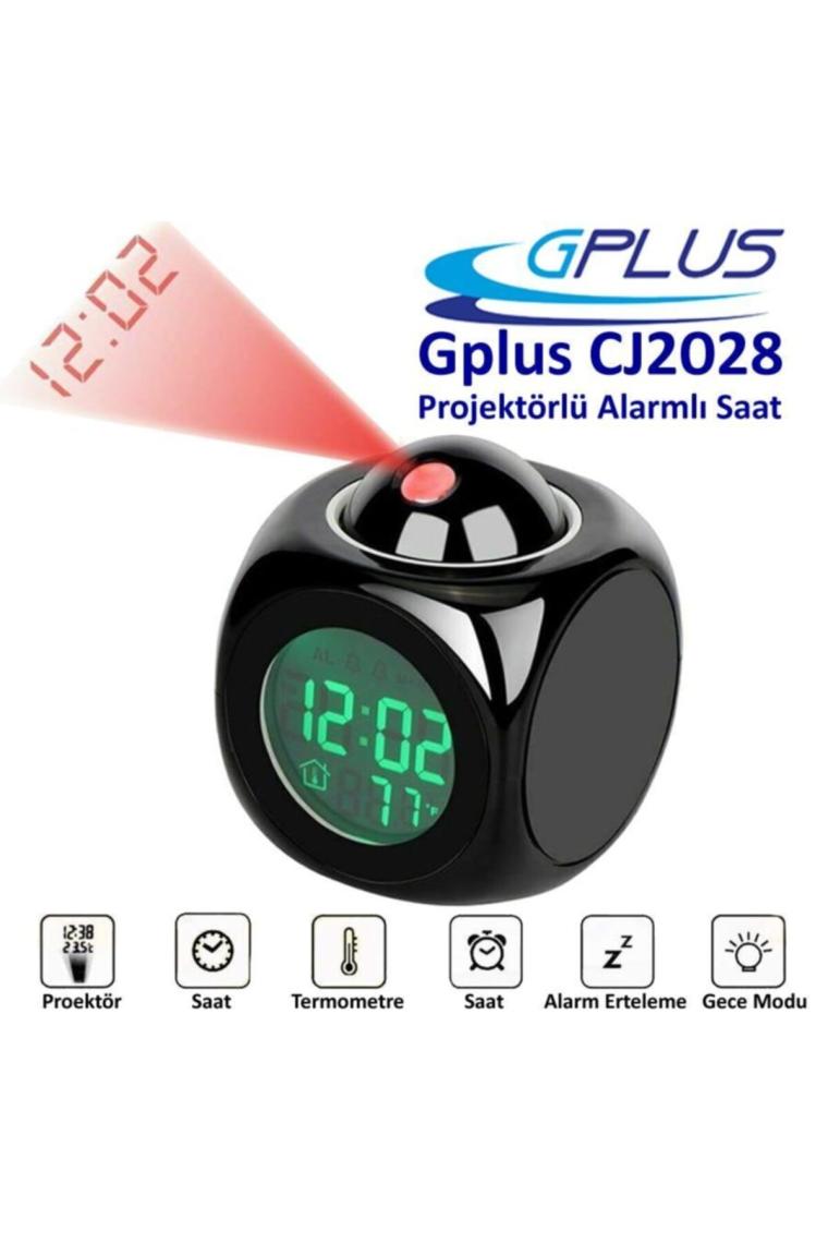 Gplus CJ2028 Projektörlü Dijital Göstergeli Çok Fonksiyonlu Termometreli Ingilizce Konuşan Masa Saati