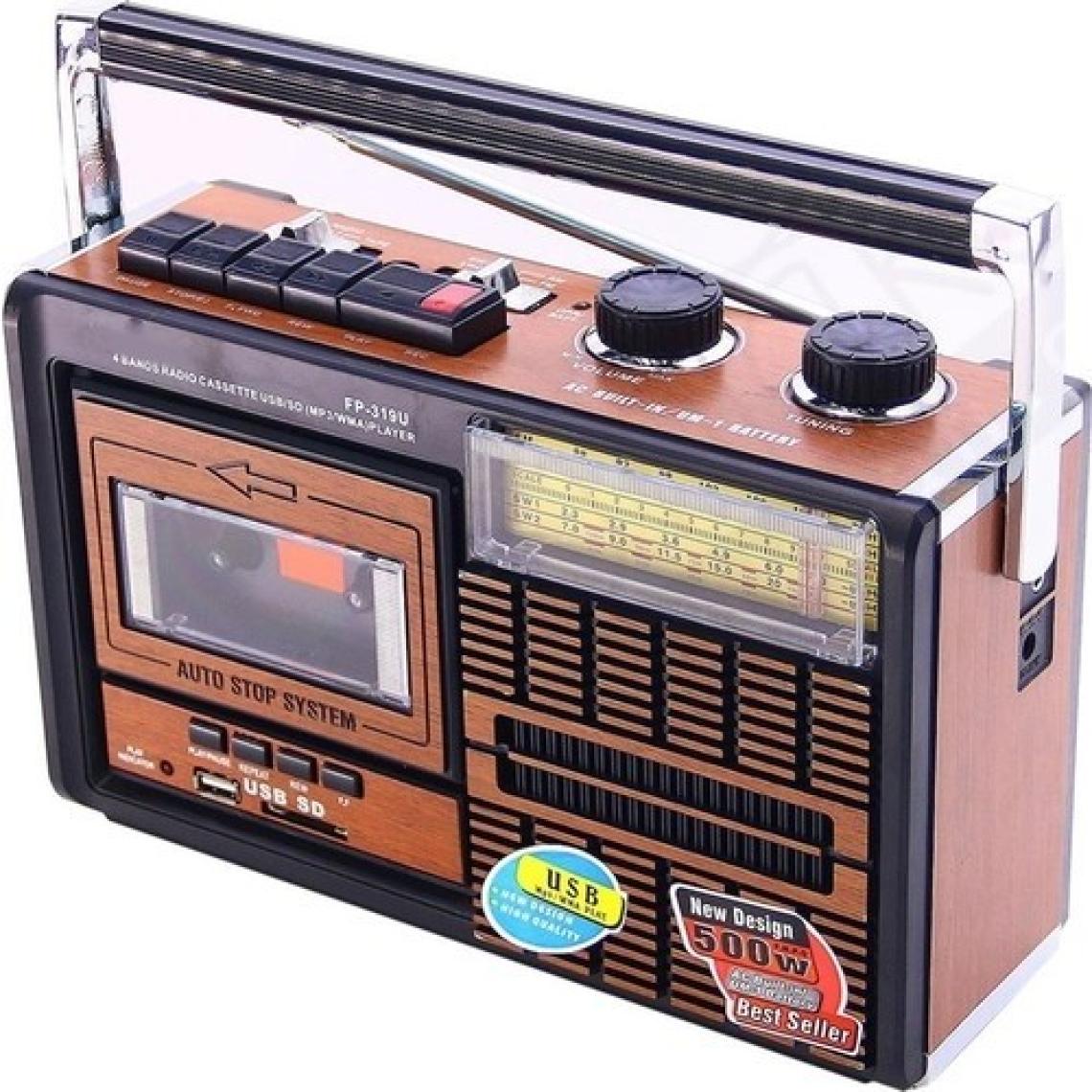 Ultratekno FP-319BT Nostaljik  USB Kaset Çalar Alarm Saatli Radyo