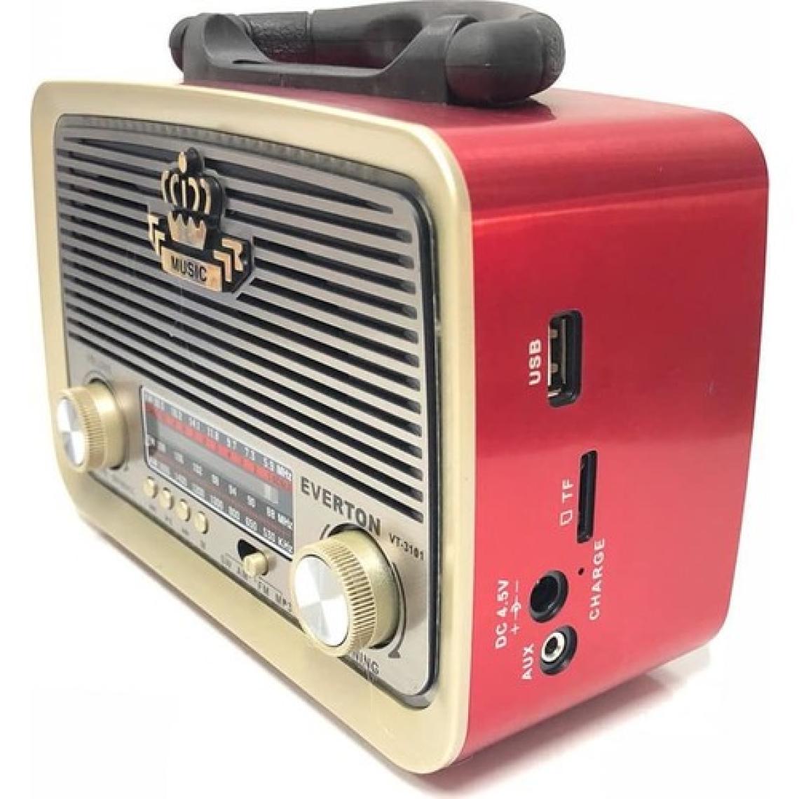 Everton Atasbey - Everton Vt-3101 Bluetooth Nostalji Şarjlı 3 Band Radyo Usb Sd Aux Mp3 Player