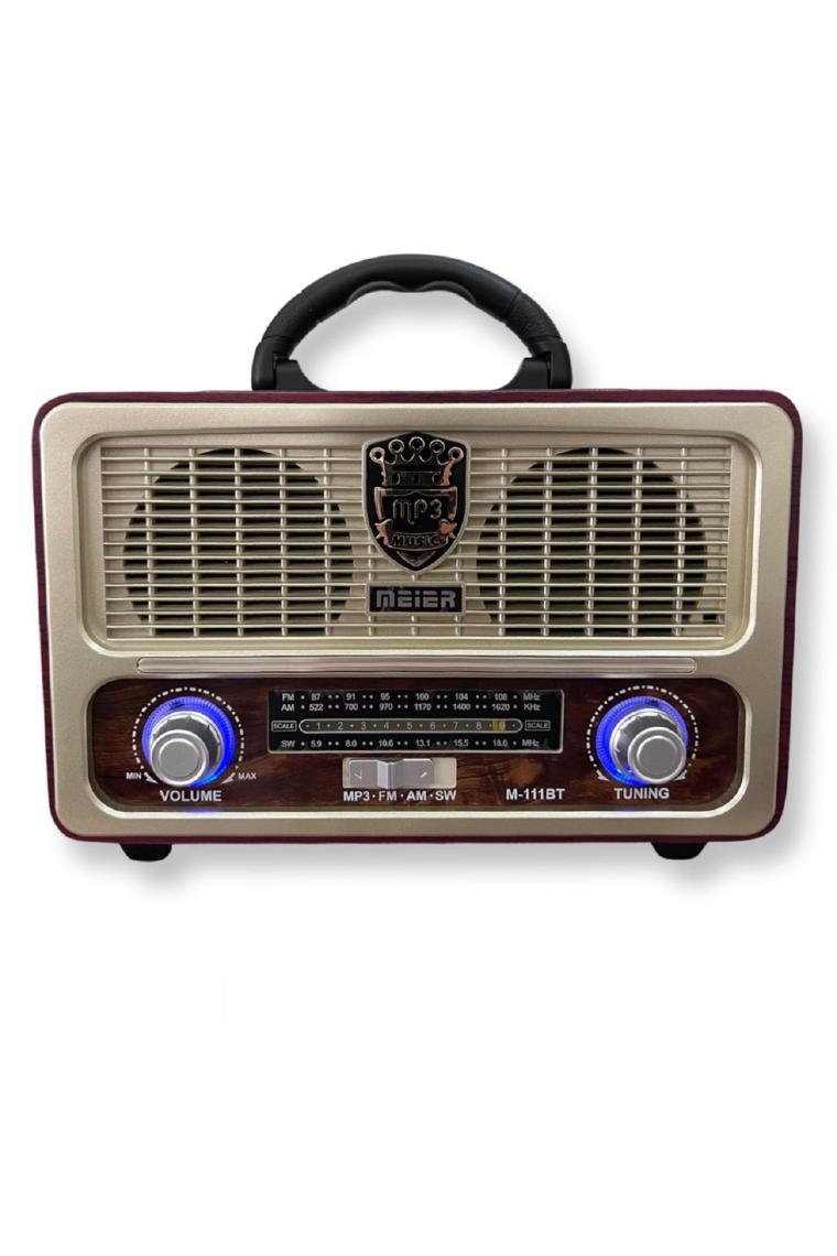 Şıktek Orjinal Nostalji Radyo Ahşap Görünümlü Kumandalı Bluetooth-Usb-Sd Kart Fişli, Şarjlı, Pilli Radyo