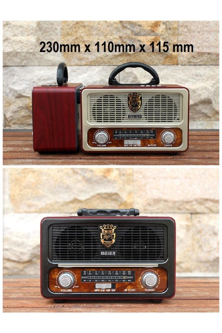 Şıktek Orjinal Nostalji Radyo Ahşap Görünümlü Kumandalı Bluetooth-Usb-Sd Kart Fişli, Şarjlı, Pilli Radyo
