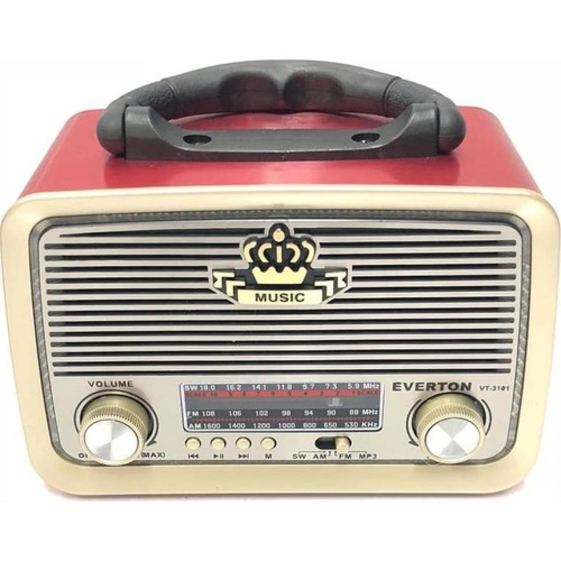 Everton Atasbey - Everton Vt-3101 Bluetooth Nostalji Şarjlı 3 Band Radyo Usb Sd Aux Mp3 Player