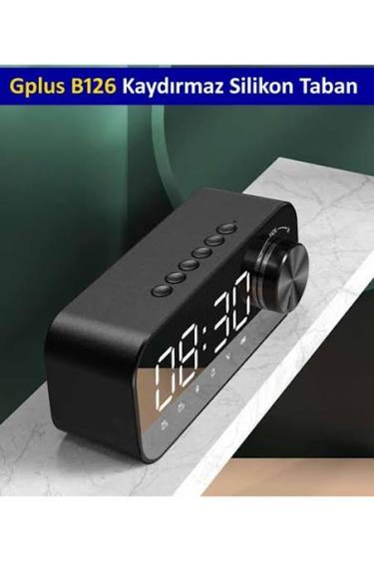 Gplus B126 Radyolu Çift Alarmlı Dijital Göstergeli Bluetooth 5.0 Çok Fonksiyonlu Şarj Edilebilir Hoparlörlü Masa Saati