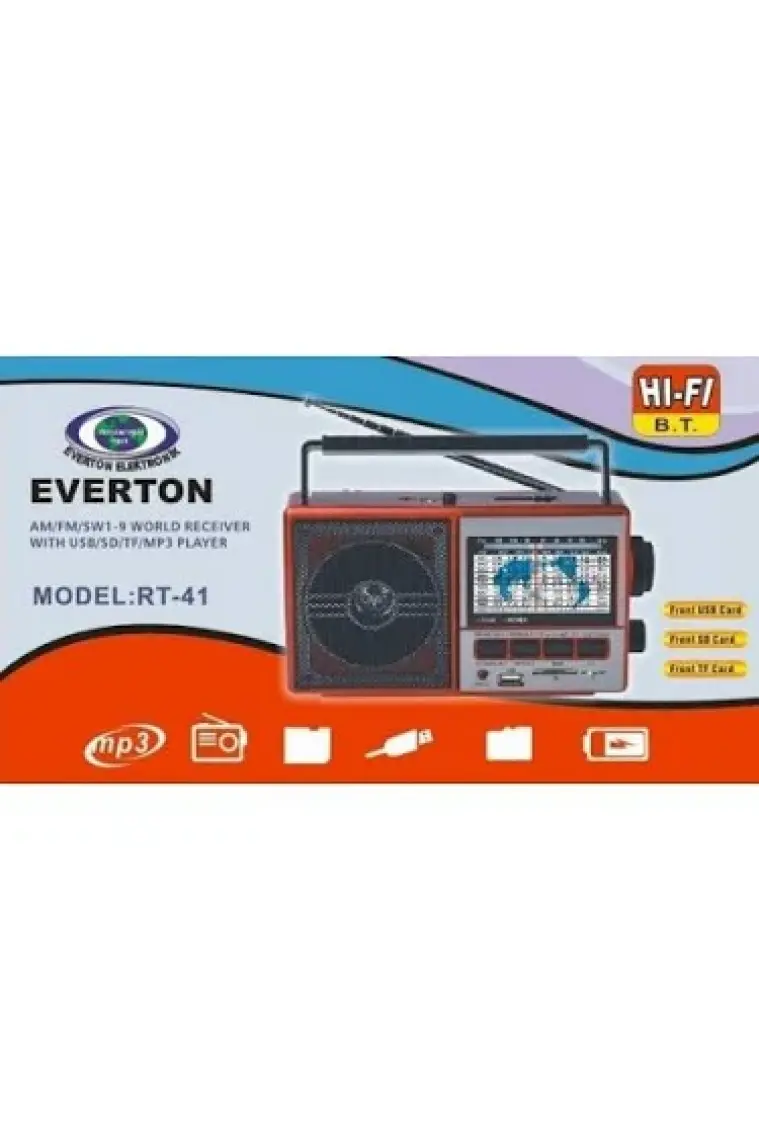 Everton Rt-41 Fm-Usb-TfCard-mp3 Bluetooth Şarjlı Nostaljik Radyo