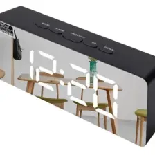Gplus W561 Çift Alarm Dijital Göstergeli Çok Fonksiyonlu Termometreli Sese Duyarlı Aynalı Yeni Versiyon Masa Saati