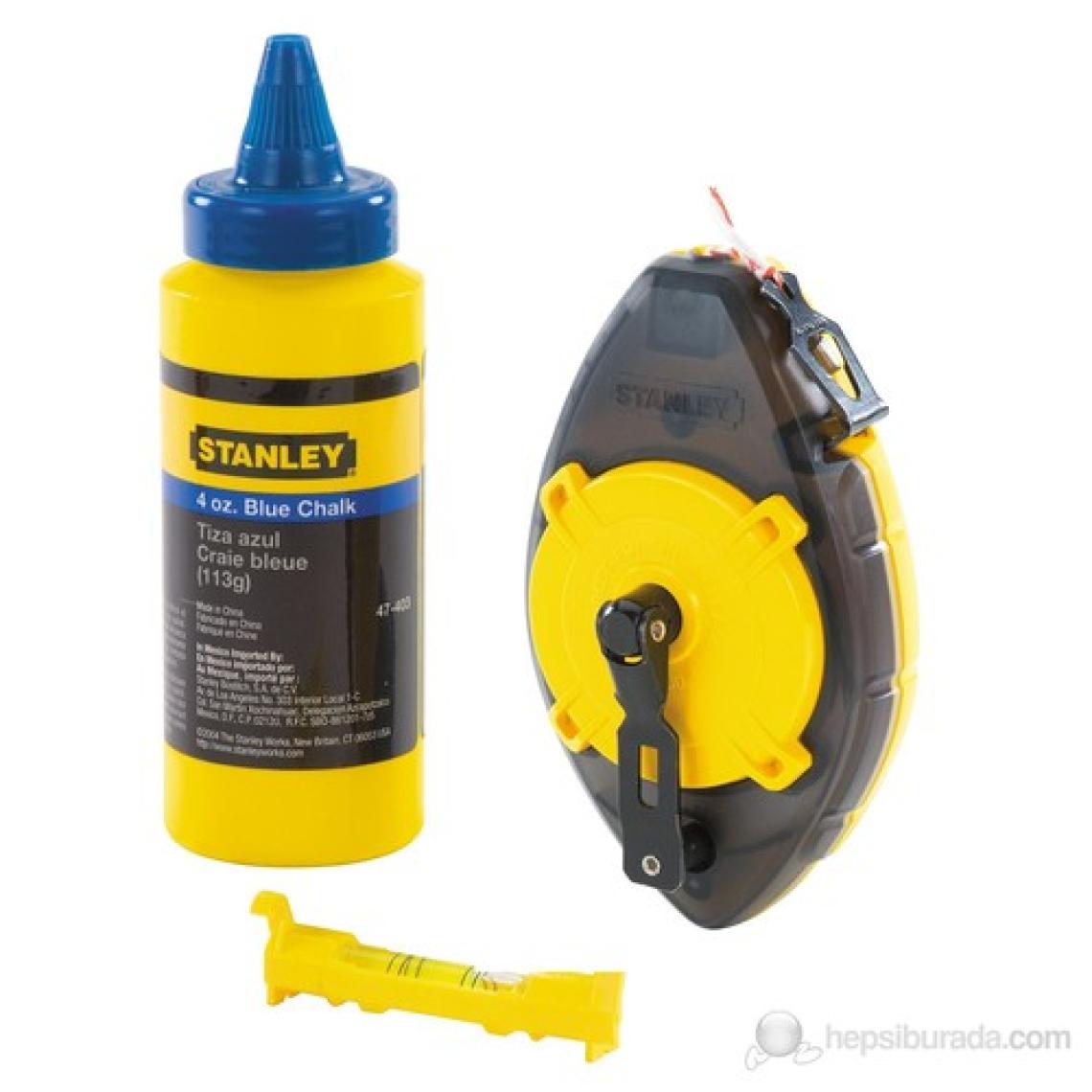 Stanley 0-47-465 Çizim ipi-30 M- 113 gr Mavi Boya ve Mini Su Terazisi