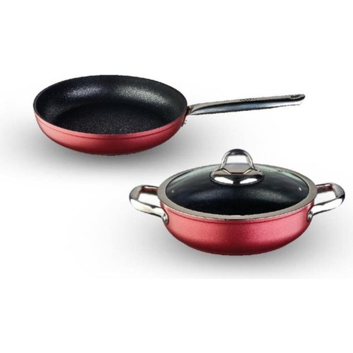 Leggno Master Daily Metalik Kırmızı 3 Parça Tencere Set (26 cm Sığ Tencere + 26 cm Tava)