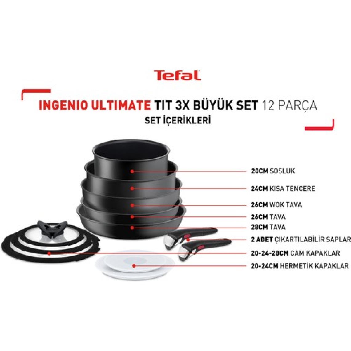 Tefal Ingenio Ultimate 3X Büyük Tava Tencere Seti - 12 Parça
