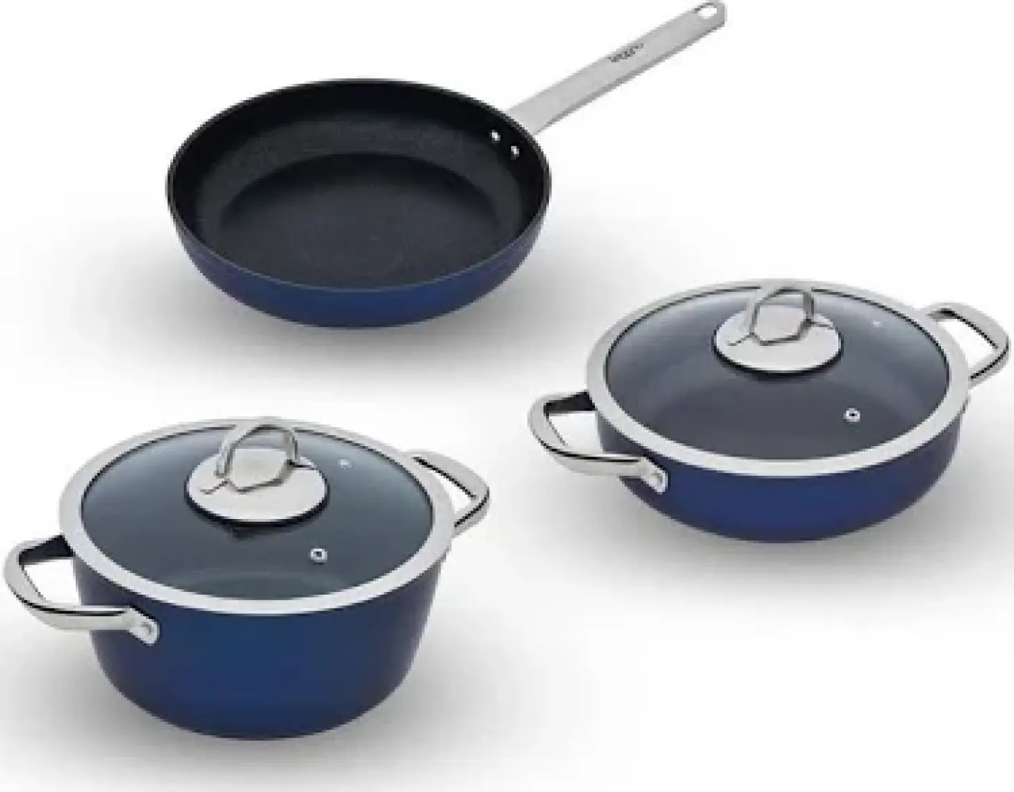 Leggno Master Daily Metalik Mavi 5 Parça Tencere Set (22 cm Derin Tencere + 26 cm Sığ Tencere + 26 cm Tava)