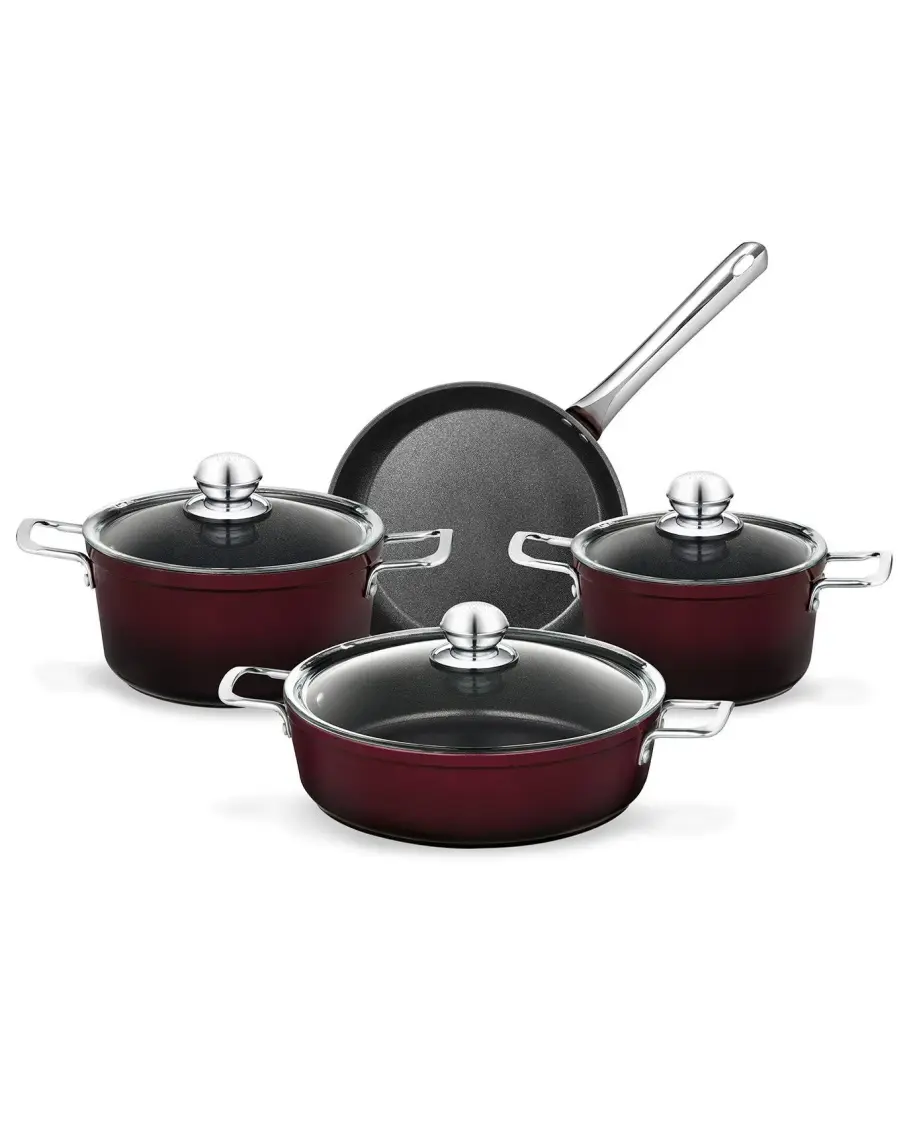 Madame Coco Titanium Professional Tencere Seti 7 Parça - Bordo