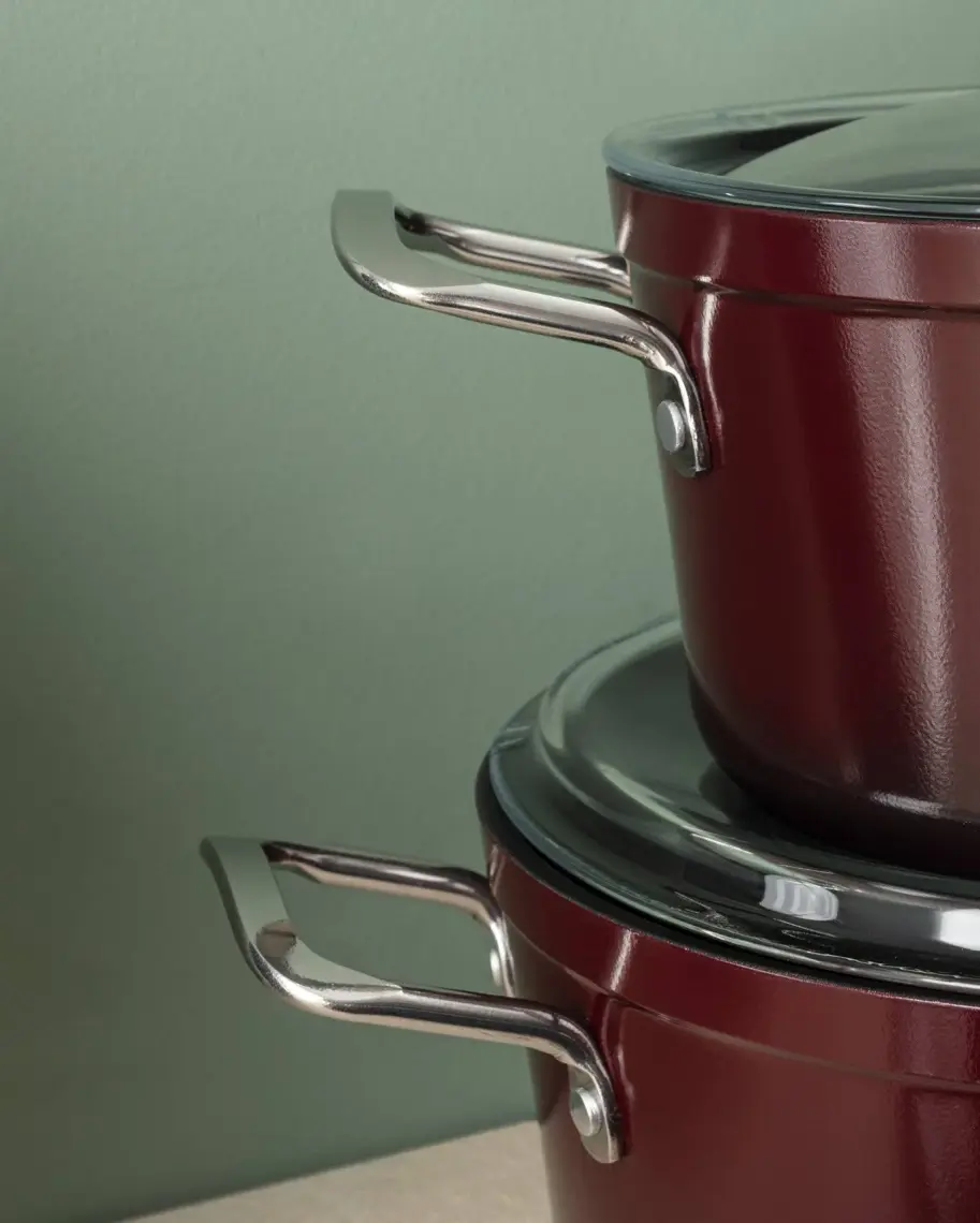 Madame Coco Titanium Professional Tencere Seti 7 Parça - Bordo